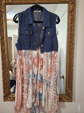 Denim Vest Lace Dress